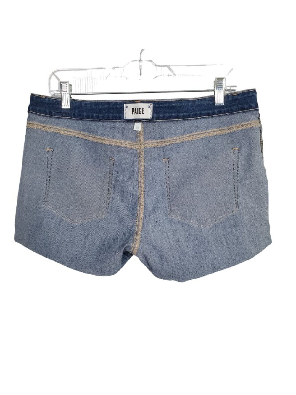 Paige Size 29 Jean Shorts Jimmie Jimmie Denim Stretch 3" Medium Wash Whiskers - Picture 4 of 11